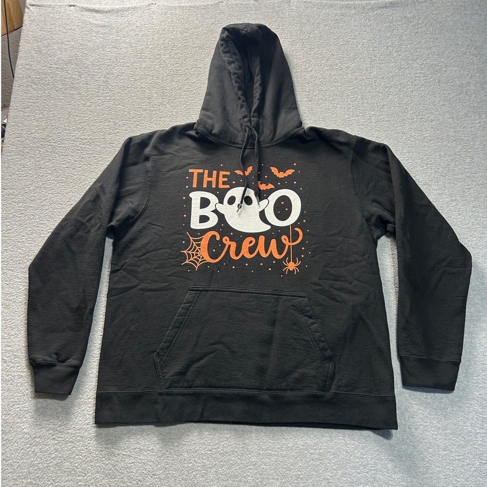 Port & Company The Boo Crew Halloween Ghost Pullover Hoodie  Mens Large Black